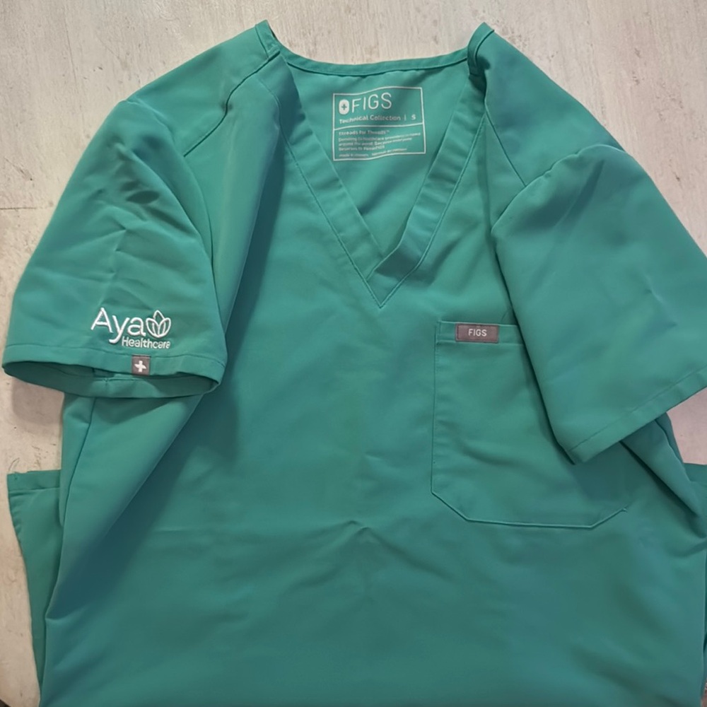 Figs Aqua V-Neck Medical Top